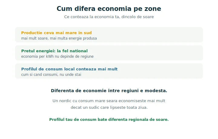 Schemă cu factorii care influențează economia cu o baterie în funcție de zonă