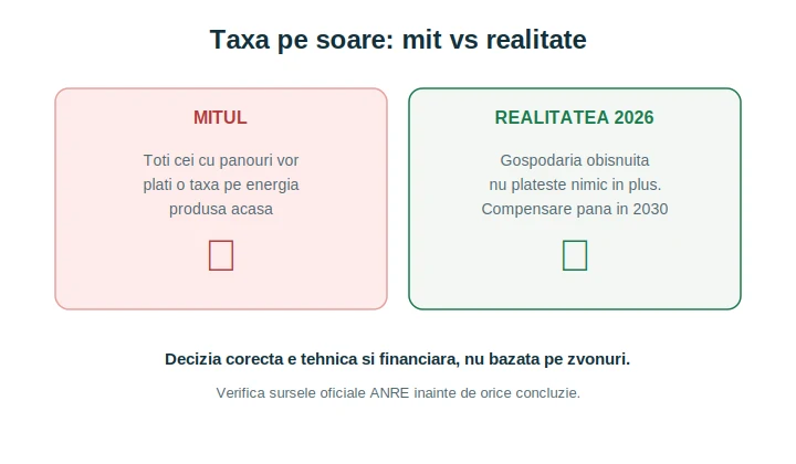 Taxa pe soare pentru prosumatori: mit vs realitate în 2026